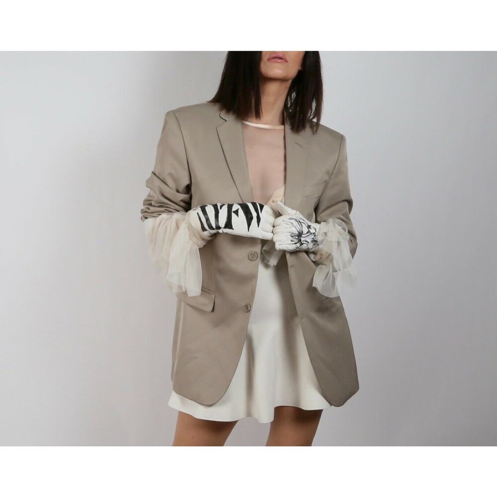 Oversized Beige Autism Boyfriend Blazer Jacket Size L